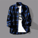 BONSIR  -  Male Men Top Daily Holiday Autumn Breathable Cardigan Casual Long Sleeve Plaid Print Slight Stretch Comfy Fashion