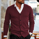 BONSIR  -  Men's New Style Knitted Sweater in Autumn and Winter, Korean Version V-Neck Long Sleeve Slim-Fit Cardigan Sweater Coat S-2XL