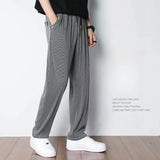 BONSIR  -  Summer Straight Pants Men's Loose Thin Section Drape Ice Silk Pants Wide Leg Sports Pants Casual Pants Fits