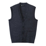 BONSIR  -  Autumn Winter Men's Knitted Warm Vests Mens Retro Button V-Neck Jumper Knitted Waistcoats Men Sweater Vest Jackets Clothing