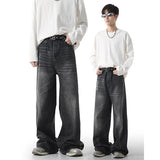 Bonsir Autumn Vintage Distressed Men's Baggy Straight Jeans Fashion High Street Denim Pants Streetwear Male Trousers