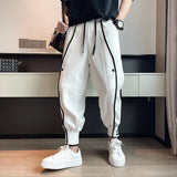 Bonsir Spring Autumn Casual Joker Harlan Pants Sports Bundle Leg Waist Pants Streetwear Fashion Men Black White Grey Elastic Trousers