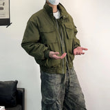 Bonsir Mens Fashion Trend Short Jacket Autumn And Winter Street Commuting Stand Collar Silhouette Workwear Casual Thickened Jacket