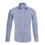BONSIR  -  Spring Summer Mens Plaid Shirts Fashion Men Long Sleeve Cotton Plaid Shirt Tees Casual Men Breathable Formal Tops Shirt Clothing