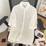 Bonsir Mens Thin Perspective Shirt Streetwear Personality Fashion Versatile Youth Temperament Short-sleeve Tops Men's Clothing 2024