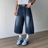 BONSIR  -  Mens Cropped Trousers Embroidered Deconstructed Casual Denim Shorts Streetwear Fashion Versatile Shorts Men'S Clothing 2025 New
