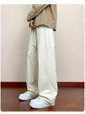 BONSIR  -  High Steet Solid Corduroy Pants Men Casual Baggy Pleated Pants Loose Joggers Autumn Wide Leg Trousers American Sensual Pants Men