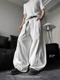 BONSIR  -  American High Street White Design Bend Knife Jeans Men Women Summer Loose Slim High Waist Wide Leg Floor-Length Pants