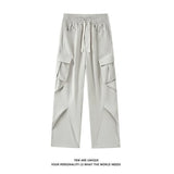 BONSIR  -  Black Casual Pants Men Retro Pocket Cargo Pants Men Japanese Streetwear Hip-hop Loose Straight Pants Mens Vintage Trousers