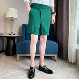 Bonsir High Quality Summer High Waist Drape Formal Suit Shorts Men Clothing Fashion Business Casual Slim Fit Office Short Pants