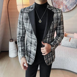 Bonsir British Style Plaid Suit Jackets Men High Quality Luxury Slim Fit Business Blazers Coat Homme Formal Social Prom Tuxedo 4XL-M