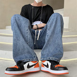 Bonsir Neutral Simple Solid Long Jeans Men Korean Style Fashion High Street Loose Casual Jean Pants Male Daliy All-match Trousers