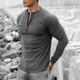 BONSIR  -  2024 Slim O-Neck Zipper Tops Spring Autumn Muscle Elastic t Shirts Men Clothing Casual Solid Long Sleeve Pullover Tees For Man