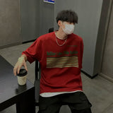 BONSIR  -  Mens Cotton Oversized T-shirt Summer Short Sleeve Loose Breathable T Shirts Men Hip Hop Print Y2k Tops Tee Harajuku Goth Clothes