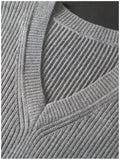 BONSIR  -  New Popular Preppy Style Men Sweater Vest Casual Knitted Streetwear Solid Color V Neck Waistcoat Leisure High Quality Knitwear