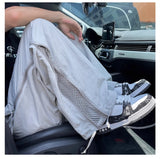 BONSIR  -  Bla Me Side Zip Qui Dry Ice Silk Casual Pants Men Summer Thin American Straight Tube Outdoor Tactical Long Trousers