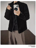 BONSIR  -  Coffee autumn velvet stand collar jacket men's American retro work jacket loose casual  top trendy