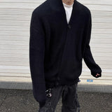 Bonsir Mens Sweater Irregular Knitted Sweater Genderless Dark Style Streetwear Campus Performance Simple Long-Sleeve Top Unisex