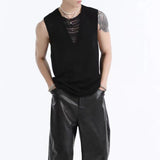 Bonsir Mens Vest Ripped Daily Casual Tank Top Spring And Summer Street Wear Fashion Youth Campus Sleeveless Top Men'S Clothing