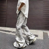 Bonsir Y2K Streetwear Tie Dye White Baggy Flare Jeans Pants Men Designer Clothes New Rock Old Women Long Trousers Roupa