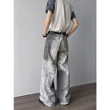 BONSIR  -  Mens Jeans Dirty Dye Hip-Hop Casual Pants Streetwear Fashion Personality Daily Versatile Straight Pants Men'S Clothing 2025 New