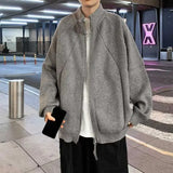 Bonsir Korean style high street men and women trendy personality stand up collar cardigan sweater couple loose retro casual top y2k