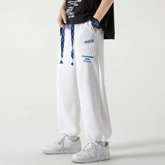 Bonsir Trendy Style Baggy Trousers Harajuku Sports Pants Man Spring Summer Smiley Face Alphabet Bundle Foot Men's Casual Joggers