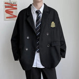 Bonsir Mens Dk Uniform Casual Suit Jacket Youthful Trend Versatile College Style Temperament High School Student Jacket Men'S Clothing