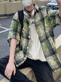 BONSIR  -  Summer high-grade sexy handsome shirt summer thin loose retro shirt Japanese tie-dyed shirt short-sleeved man