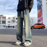 BONSIR  -  Jeans for men in spring and autumn new styles for teenagers straight tube  loose fit American style high street hanging cas