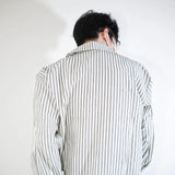 BONSIR  -  White Long Sleeved Shirt Men Fashion Society Mens Dress Shirt Korean Loose Blue Striped Shirt Mens Double Breasted Casual Shirt