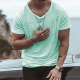 BONSIR  -  New High Quality T Shirt Casual Daily Fashion Holiday Loose Men O Neck Short Sleeve Slight Stretch Solid