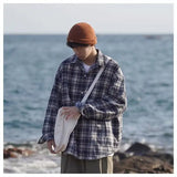 BONSIR  -  American retro plaid shirt men's autumn and winter thickened and fleece warm, trendy loose and casual long-sleeved shirt jacket