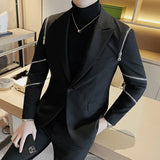 Bonsir Autumn New Zipper Decoration Blazer Men Casual Slim Fit Business Dress Coats Homme Formal Social Prom Tuxedo Men Clothing