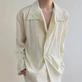 BONSIR  -  Mens Shirt Irregular Oblique Button Casual Shirt Streetwear Fashion Daily Retro All-Match Long-Sleeved Top Men'S Clothing