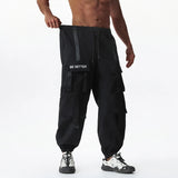 BONSIR  -  High Street Joggers Cargo Pants for Men Casual Hip Hop Pocket Male Trousers Sweatpants Streetwear Ribbons Techwear Pants