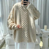 Bonsir New Solid Color Men's Loose Sweaters Fashion Spring Autumn Neutral Casual  Round Neck Coarse Knitted Pullovers Korean Clothing