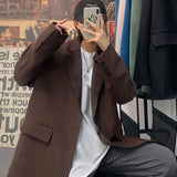 BONSIR  -  Korean Style Blazer Men Fashion Solid Color Business Casual Suit Jacket Men Streetwear Loose Dress Jackets Mens Formal Blazer
