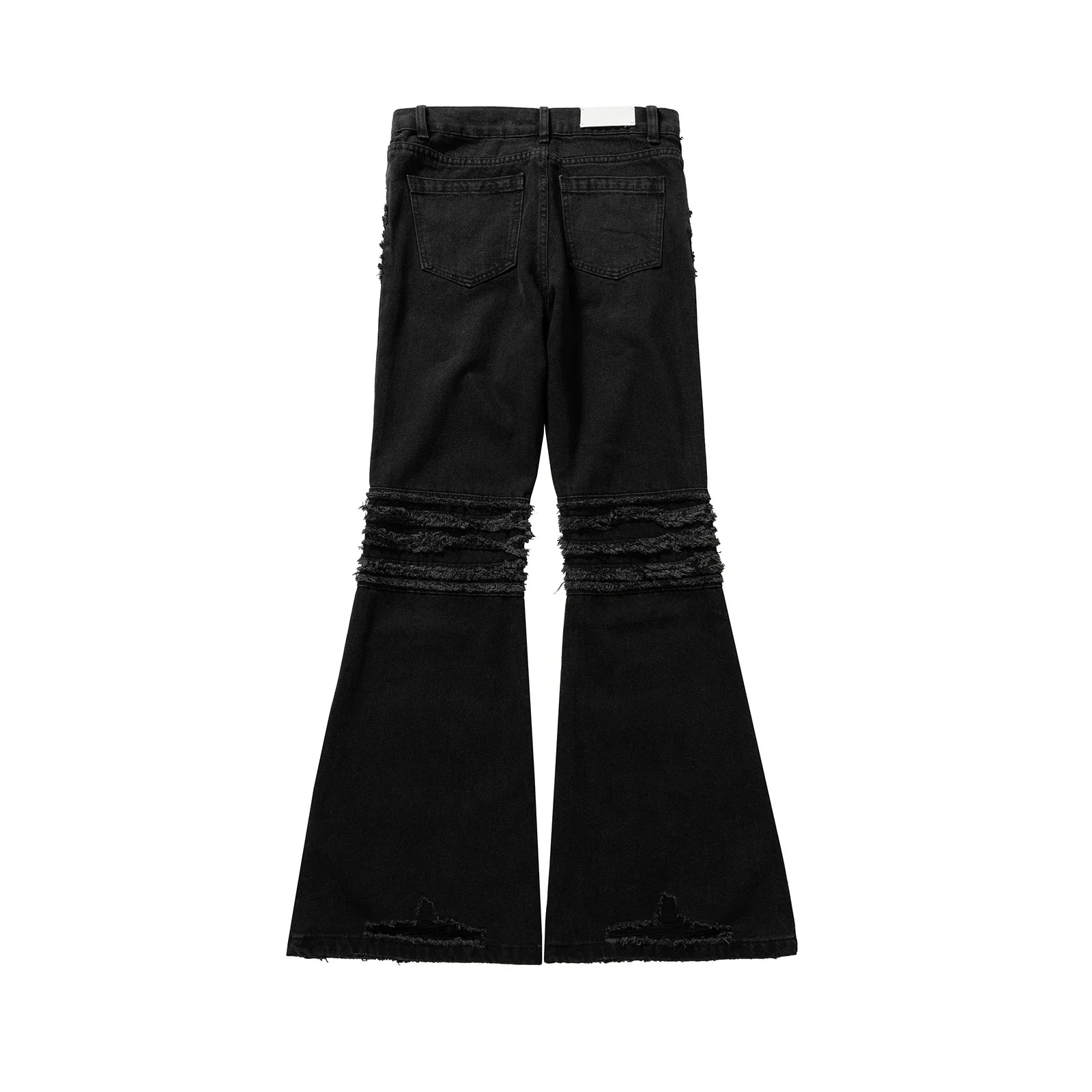 Bonsir High Street Frayed Tassel Black Flare Jeans Pants for Men Straight Baggy Ropa Hombre Denim Trousers Oversized Distressed Cargos