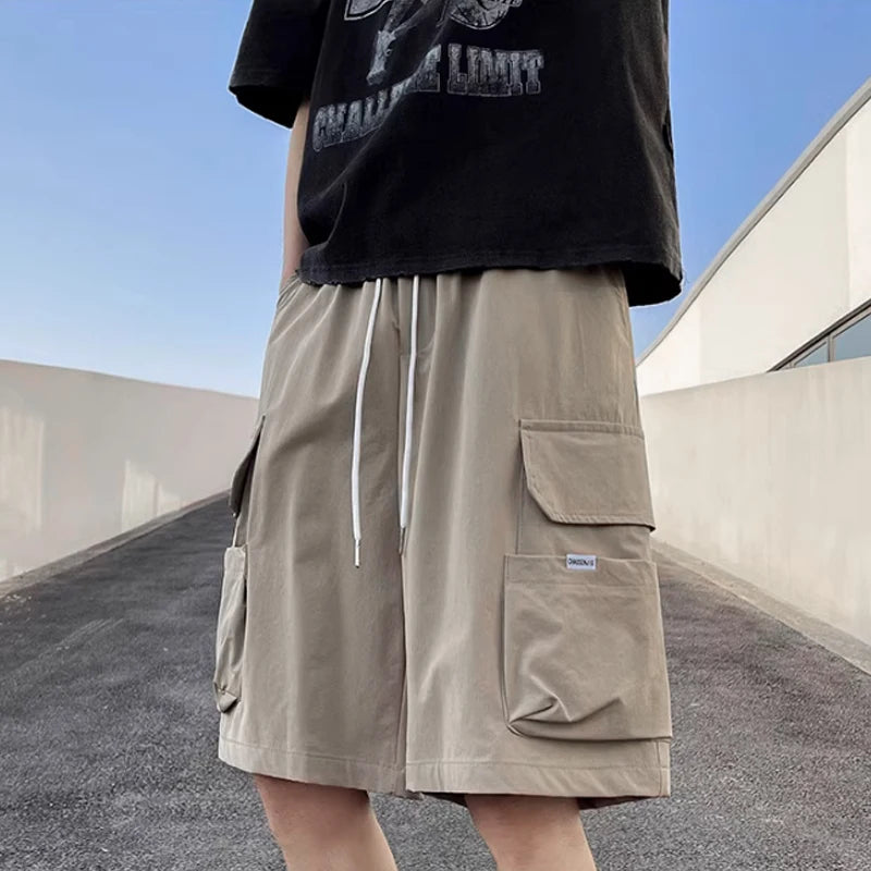 Bonsir Workwear shorts, men's summer Japanese fashion brand shorts, men's oversized loose casual capris