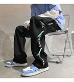 BONSIR  -  Autumn White Casual Pants Men Spliced straight Wardrobe Trousers Hong Kong Style High Street Wide-leg Sports Trousers