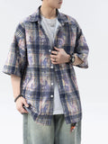 BONSIR  -  Summer high-grade sexy handsome shirt summer thin loose retro shirt Japanese tie-dyed shirt short-sleeved man