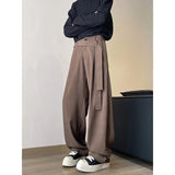 BONSIR  -  Brown Belt Suit Pants Men Society Mens Black Dress Pants Korean Casual Straight Pants Mens Office Formal Trousers Large Size