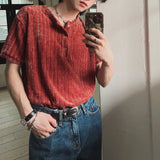 BONSIR  -  Henry collar short-sleeved T-shirt men's summer thin Tailored Cut versatile t-shirt Korean commuter style design top