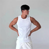 BONSIR  -  American Sle Heavyweight Pure Cotton Ribbed Vest Muscle Men Hard Man Tight Elastic Svel T-irt Base Small Cannon