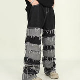 Bonsir Y2K Streetwear Baggy Stacked Jeans Pants Men Clothing Patchwork Straight Loose Long Trousers Pantalones Hombre