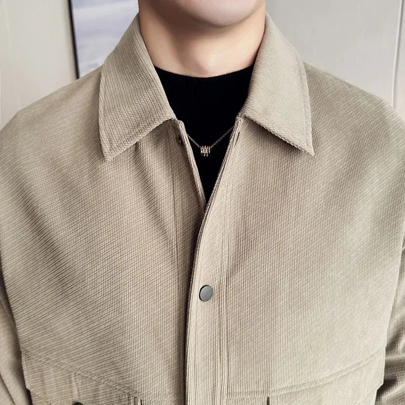 Bonsir Autumn Winter Men Thickened Woolen Blends Jacket High End Fashion Flip Collar Social Office Warm Coats Men Clothing 4XL-M