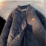 BONSIR  -  Diamond plaid cotton jacket for men and women in autumn and winter thickened baseball uniform casual retro cotton jacket