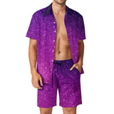 BONSIR  -  Ombre Print Men Sets Neon Orange Pink Casual Shorts Vacation Shirt Set Summer Hawaii Design Suit Short Sleeve Oversized Clothing