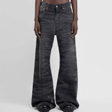 Bonsir Streetwear Washed Water Wave Patterned Micro Flared Jeans for Men Straight Pantalones Hombre Casual Baggy Denim Trousers